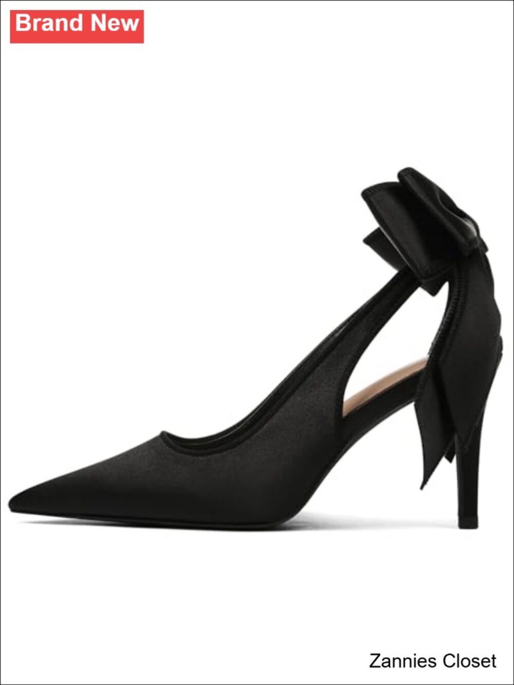 ✨ Slingback Heels Pointed Closed Toe Satin Bow Stiletto Wedding Pumps